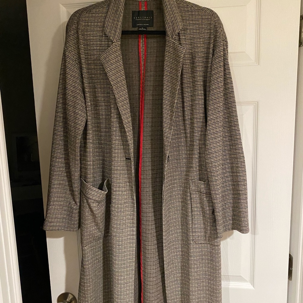 Plaid long blazer-Macy’s Sanctuary